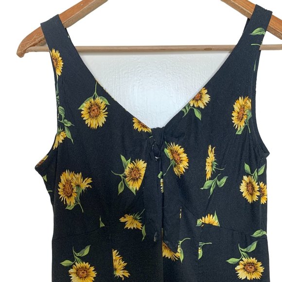 I.N. San Francisco Sundress Sunflower Mini Dress Tie Front Sleeveless Size 7 - Picture 5 of 10